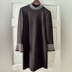 Karl Lagerfeld Black Shift dress. Size 6. ‘Pearl’ embellished collar & cuffs